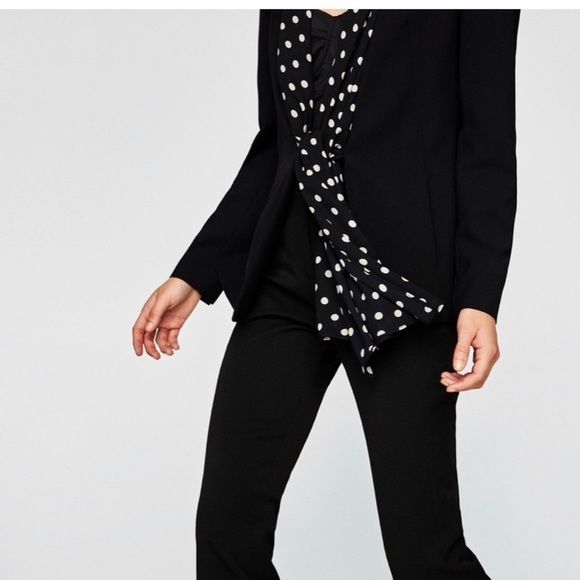 [Zara] Classy Black Polka Dot Scarf Blazer - Picture 8 of 11